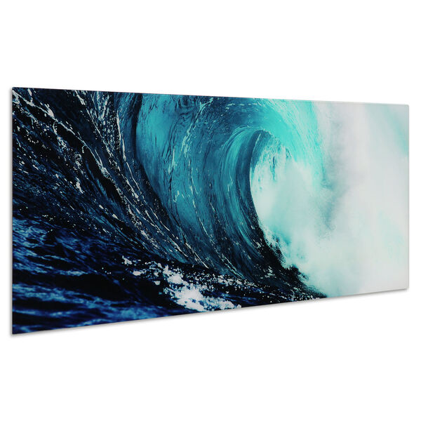 Blue Wave 2 Frameless Free Floating Tempered Glass Graphic Wall Art, image 3