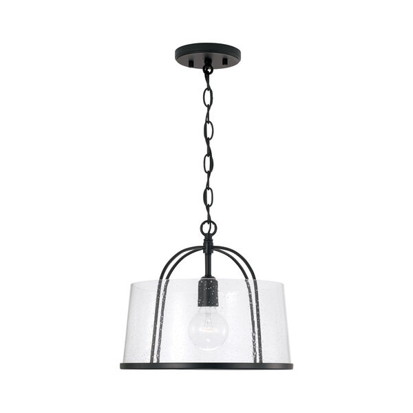 HomePlace Madison Matte Black One-Light Semi-Flush or Pendant with Clear Seeded Glass, image 6