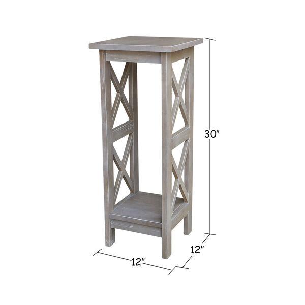 Solid Wood 30 inch X-sided Plant Stand in Washed Gray Taupe, image 4