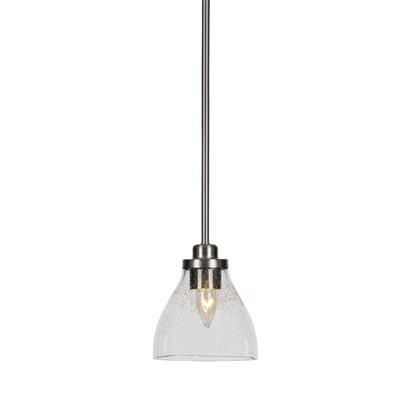 Odyssey Brushed Nickel Seven-Inch One-Light Mini Pendant with Clear Bubble Glass Shade, image 1