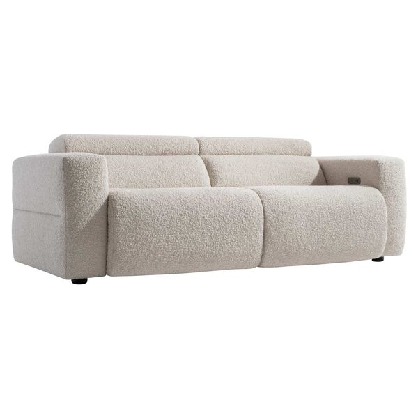 Lucca White and Black Fabric Power Motion Sofa, image 1
