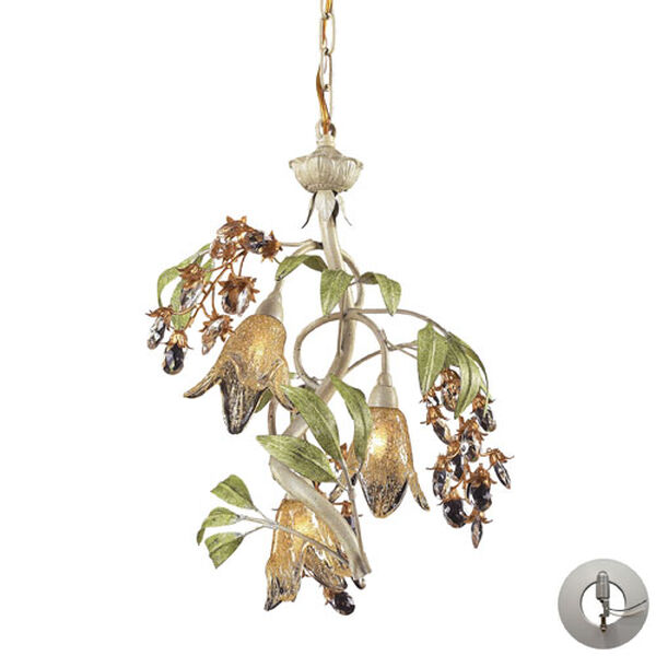 Huarco Three Light Chandelier In Seashell And Amber Glass w/ An Adapter Kit, image 1