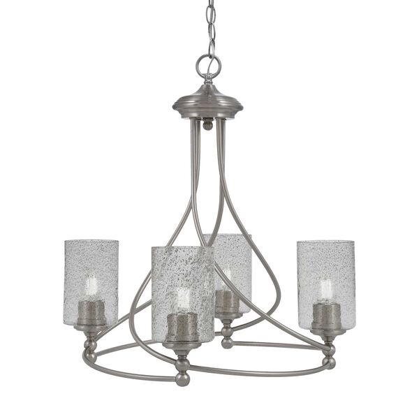 Capri Brushed Nickel Four-Light Chandelier with Smoke Bubble Glass, image 1