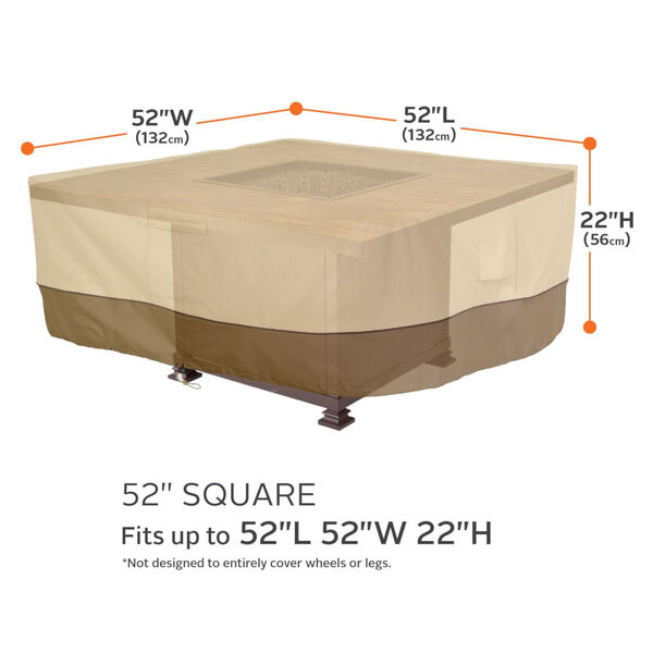 Ash Beige and Brown 52-Inch Square Fire Pit Table Cover, image 4