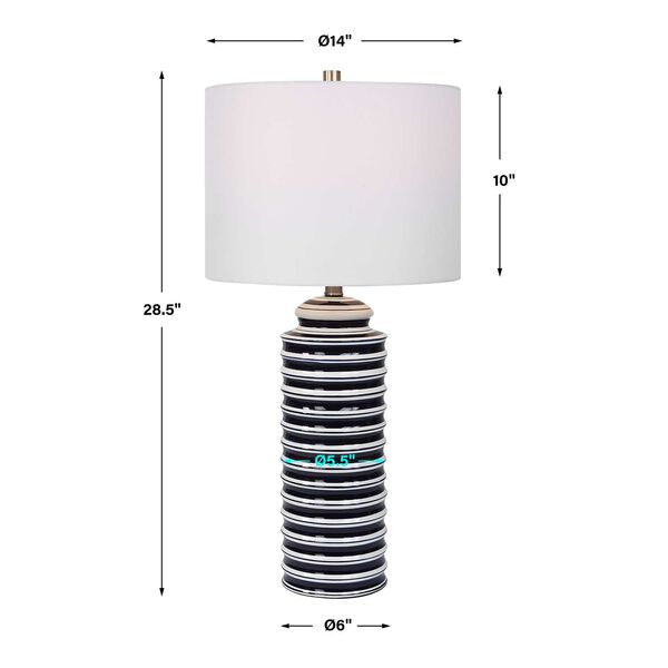 Charlotte Navy and White Stripe One-Light Table Lamp, image 3