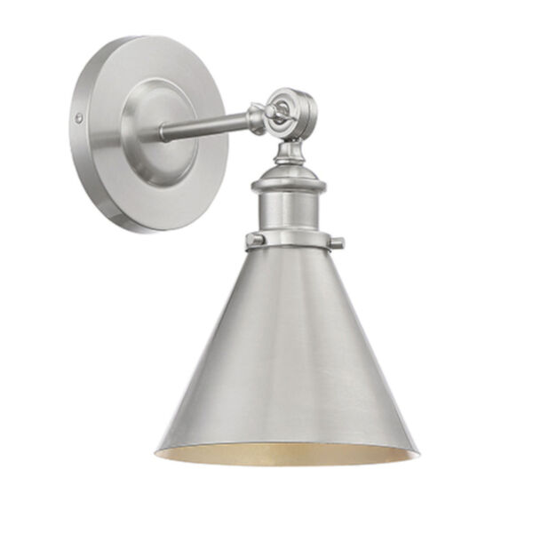 Nora Satin Nickel One-Light Wall Sconce, image 1