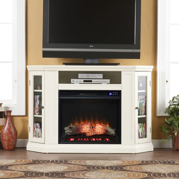 Claremont Ivory Electric Fireplace with Storage, image 1