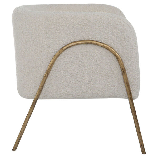 Jacobsen Off White and Gold Shearling Accent Chair, image 4