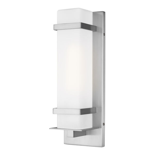 Alban Satin Aluminum One-Light Outdoor Wall Lantern, image 1