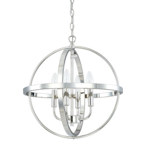 HomePlace Polished Nickel 17-Inch Four-Light Pendant, image 1