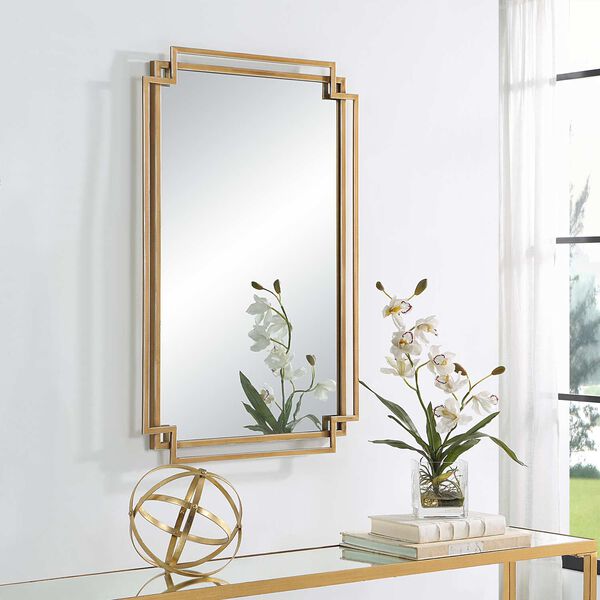 Afton Overlapping Brushed Gold Frame Wall Mirror, image 3