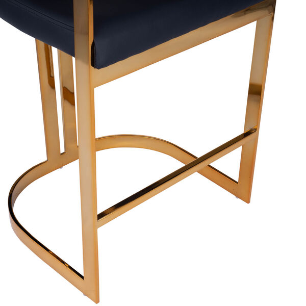 Clarence Gold and Black Faux Leather Counter Stool, image 5