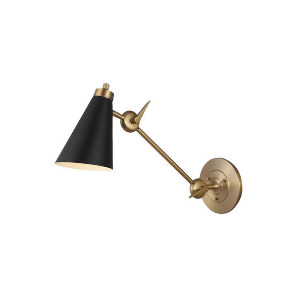 Signoret Burnished Brass and Black One-Light Library Wall Sconce, image 2