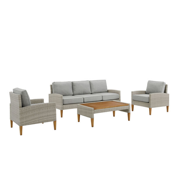 Capella Gray Outdoor Wicker Sofa Set with Coffee Table, Sofa and 2 Chair, image 5
