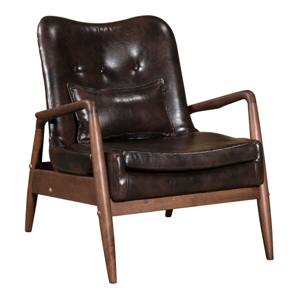 Bully Brown and Walnut Lounge Chair and Ottoman, image 3