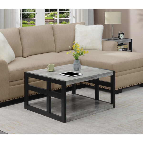Monterey Faux Birch and Black Square Coffee Table with Shelf, image 3