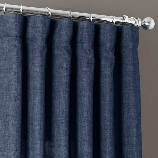Italian Faux Linen Sergeants Blue 50 in W x 96 in H Single Panel Curtain, image 3