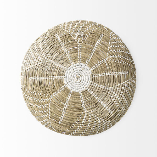 Mekhi Light Brown and White Round Wall Hanging Plate, image 4