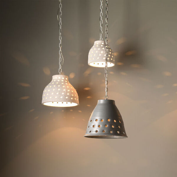Grey One-Light Perforated Pendant, image 2