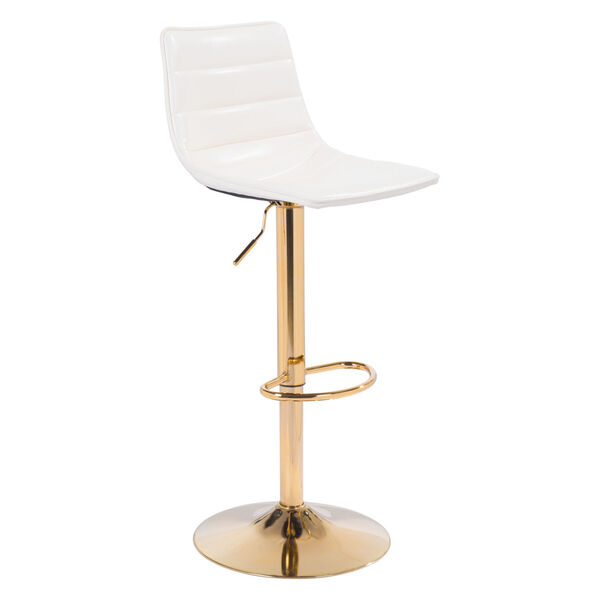 Prima White and Gold Bar Stool, image 1