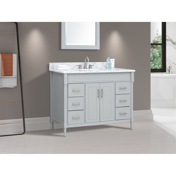 Bristol Light Gray 49-Inch Vanity Set with Carrara White Marble Top, image 3