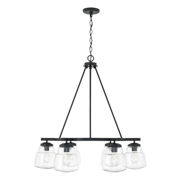 Dillon Matte Black Six-Light Chandelier with Clear Glass, image 1