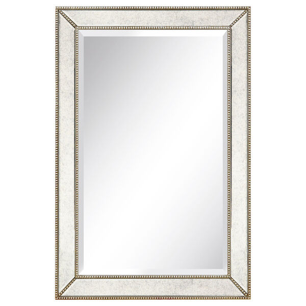 Champagne Bead Silver 36 x 24-Inch Beveled Rectangle Wall Mirror, image 3