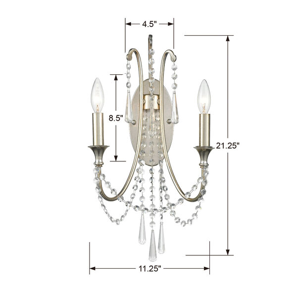 Arcadia Antique Silver Two-Light Wall Sconce, image 4