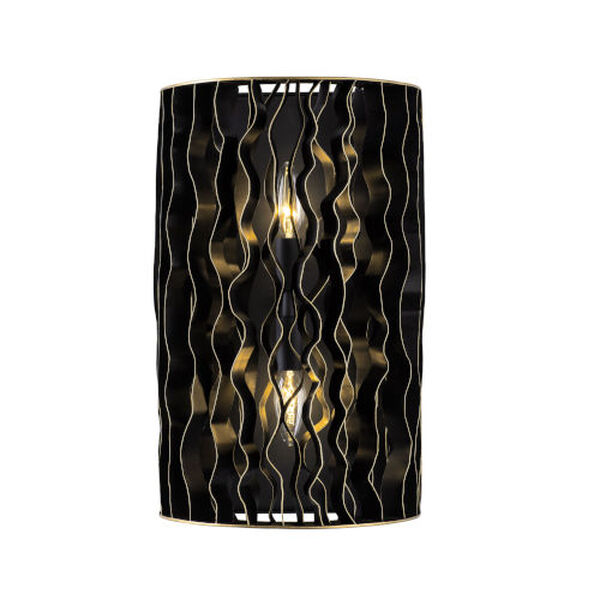 Estela Matte Black French Gold Two-Light Wall Sconce, image 1