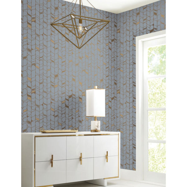 Candice Olson Modern Nature 2nd Edition Blue and Gold Perfect Petals Wallpaper, image 5