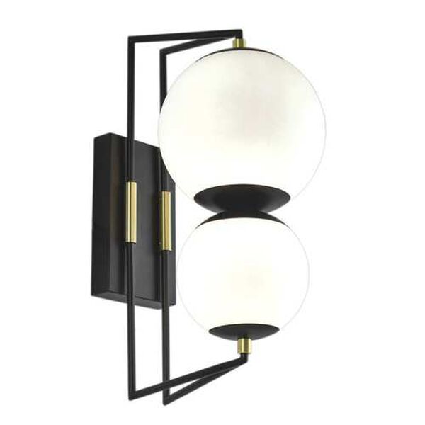 Cosmos Matte Black and Satin Brass LED Outdoor Wall Sconce, image 2