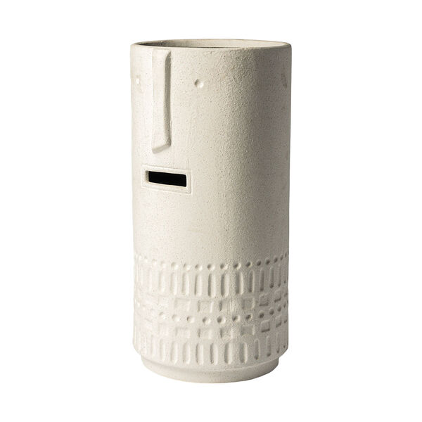 Jacob II White Ceramic Smiling Face Vase, image 1