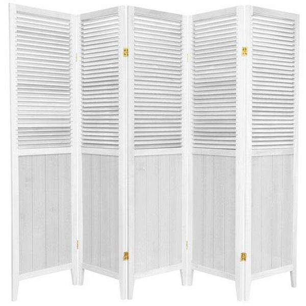 6 ft. Tall White Five Panel Beadboard Room Divider, image 1