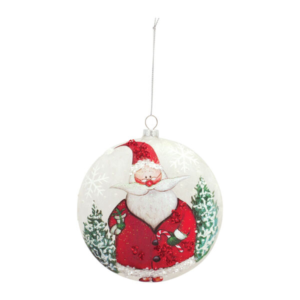 Red Santa Disc Novelty Ornament, Set of Six, image 1