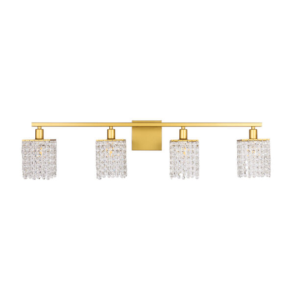 Phineas Brass Four-Light Bath Vanity with Clear Crystals, image 3
