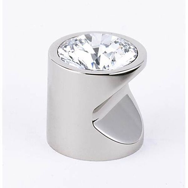 Contemporary Polished Nickel 1-Inch Large Crystal Knob, image 1