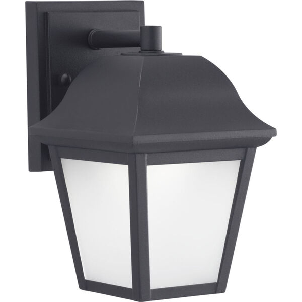 Black LED One-Light Outdoor Wall Lantern With Etched Glass, image 1