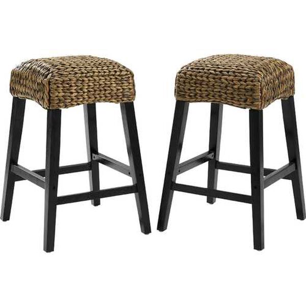 Edgewater Seagrass Darkbrown Backless Counter Stool Set , Set of Two, image 2