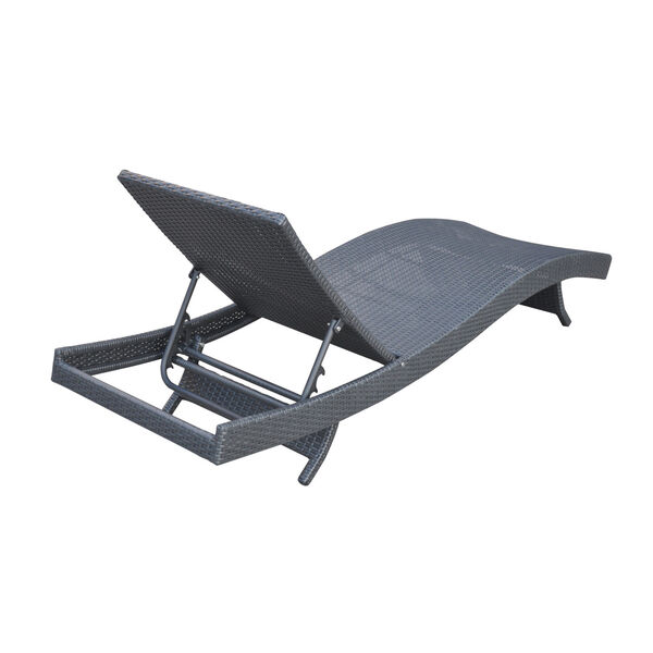 Cabana Black Outdoor Adjustable Wicker Chaise Lounge Chair, image 3