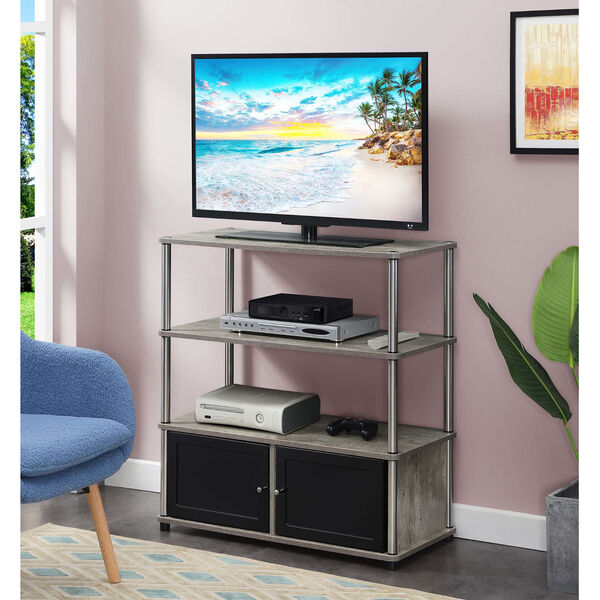 Designs2Go Highboy TV Stand with Storage Cabinets and Shelves for TVs up to 40 Inches in Faux Birch, image 2