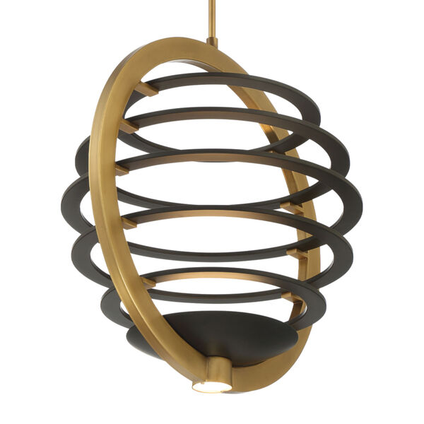 Ombra Black and Brass 30-Inch Width Two-Light LED Chandelier, image 2
