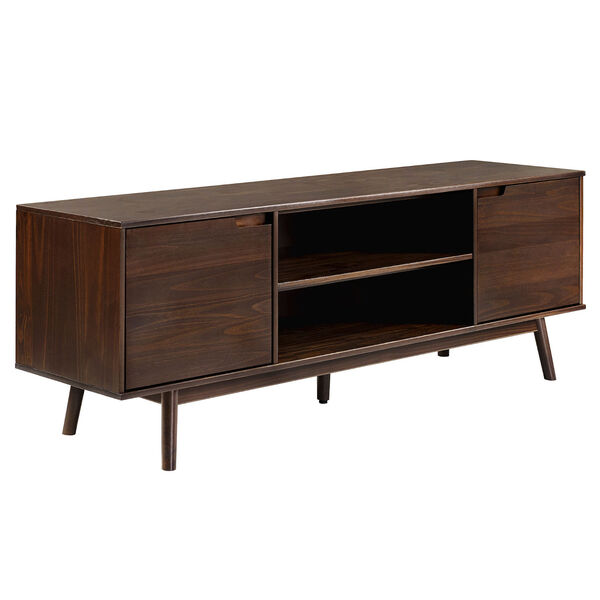 Adair Walnut Solid Wood TV Stand with Two Doors, image 1