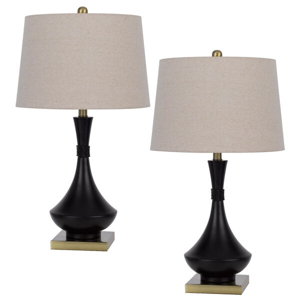 Hilo Black and Antique Brass Two-Light Metal Table Lamp, Set of 2, image 1