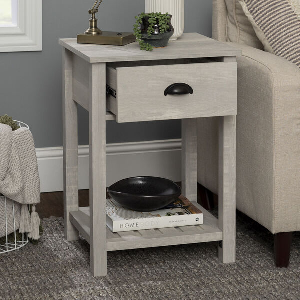 Stone Gray and Black Single Drawer Side Table, image 4
