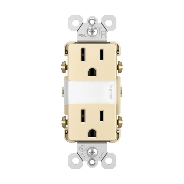 Light Almond Night Light with Two 15A Tamper-Resistant Outlets, image 1