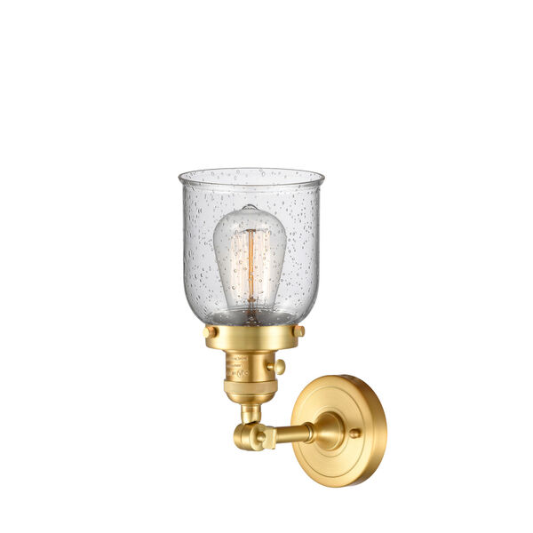 Franklin Restoration Satin Gold 10-Inch One-Light Wall Sconce with Seedy Small Bell Shade, image 3