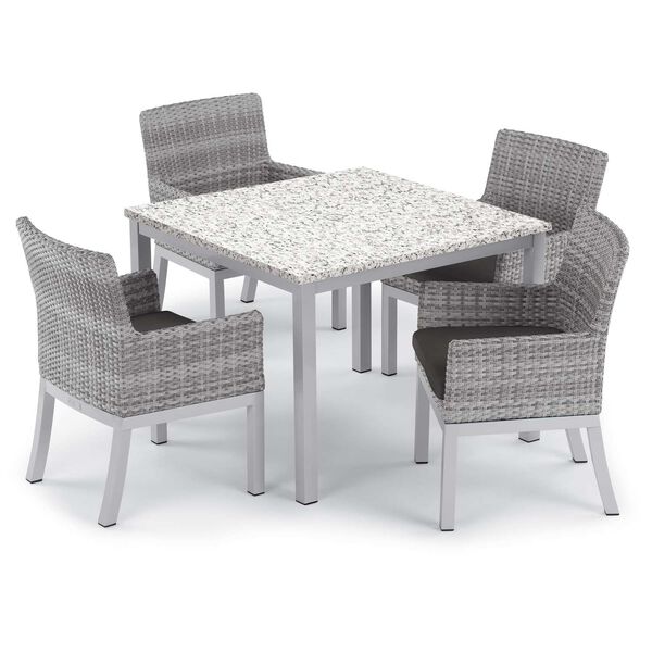 Travira and Argento Ash Jet Black Five-Piece Outdoor Dining Table and Armchair Set, image 1
