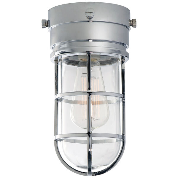 Marine Flush Mount Light in Chrome with Clear Glass by Chapman and Myers, image 1