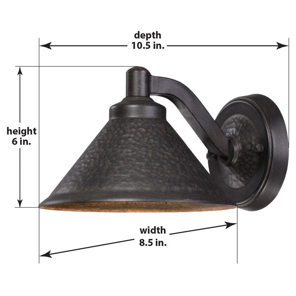 Kirkham One-Light LED Outdoor Wall Mount in Aspen Bronze with Metal Shade, image 2