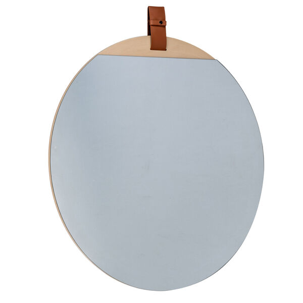 Heppner Blonde Wood Mirror with Leather Accent Strap, image 7